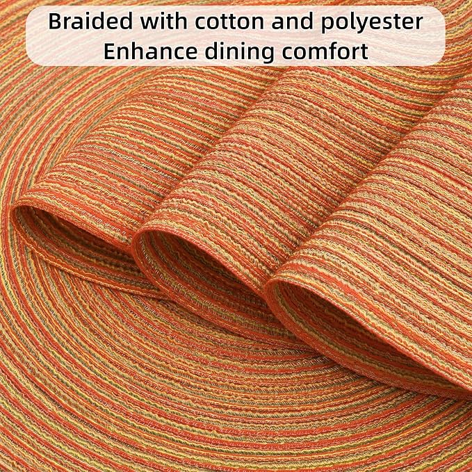 SHACOS Round Placemats Set of 4 Woven Braided Place Mats Table Placemats 15 - Image 3