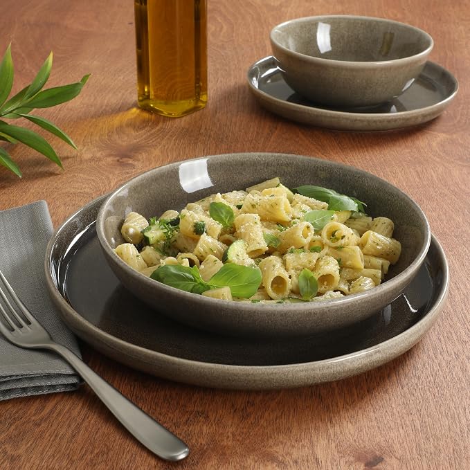 Gibson Elite Berea 16 Piece Plates and Bowls Reactive Glaze Round Dishes - Image 3