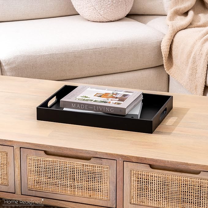 Home Redefined Beautiful Modern Elegant 17.5"x12" Rectangle Classic Black Faux - Image 2