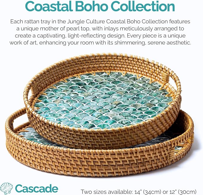 JUNGLE CULTURE Round Rattan Tray - Image 2