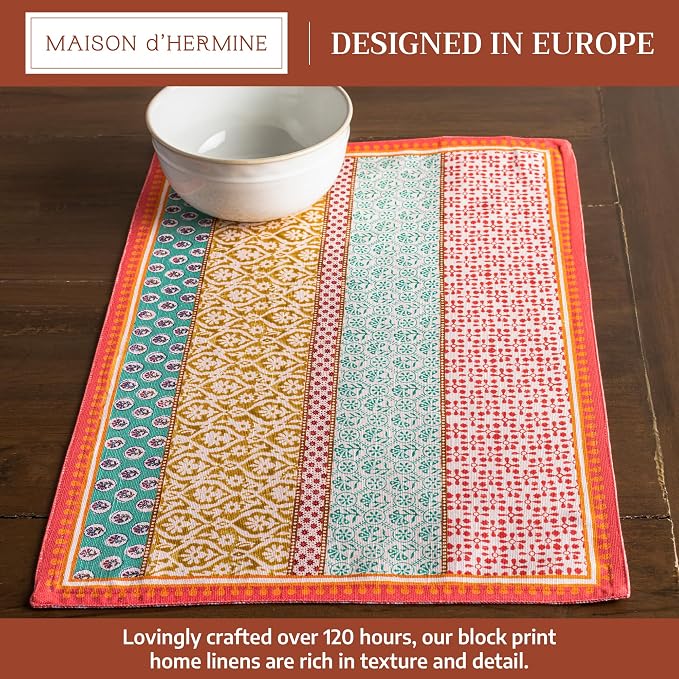 Maison d' Hermine Placemats Set of 4 Reusable 100% Cotton | Cloth Place Mats - Image 2