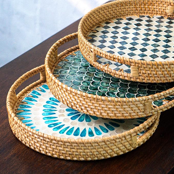 JUNGLE CULTURE Round Rattan Tray - Image 9