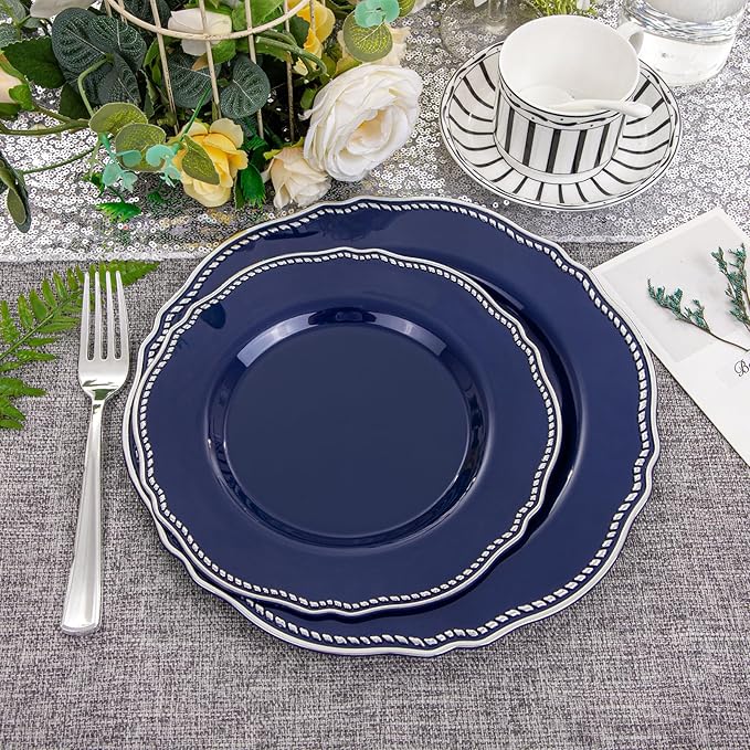 60pcs Blue Plastic Plates - Image 7