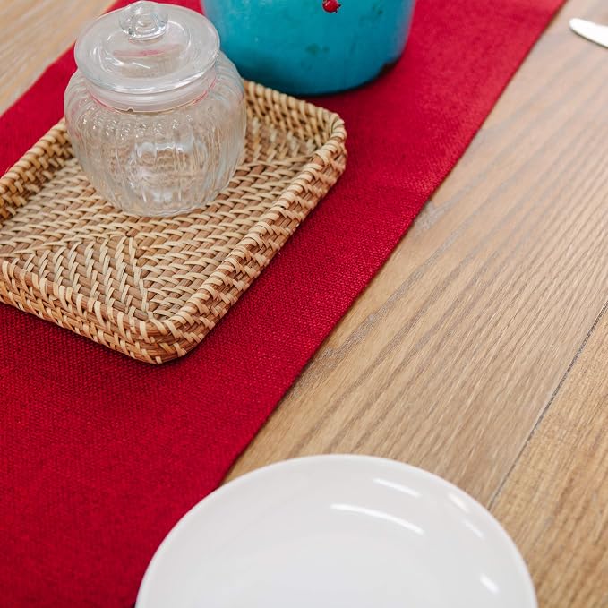 Soft Caddice Faux Linen 2 Side Table Runner, eco-Friendly Fabric Handcrafted - Image 5