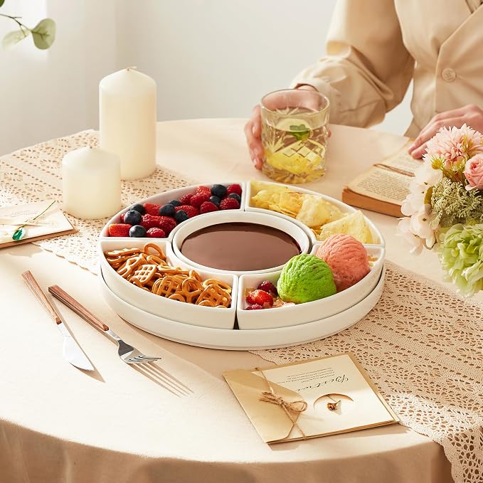MALACASA Porcelain Divided Serving Dishes, Appetizers Tray, Serving Tray - Image 7