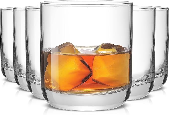JoyJolt Faye Crystal Whiskey Glasses, Lowball Glasses Set of 6, 10oz Short by JoyJolt