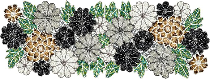 Beaded Table Runner Decore 36 inches Long Christmas Flower Design Beaded Table - Image 5