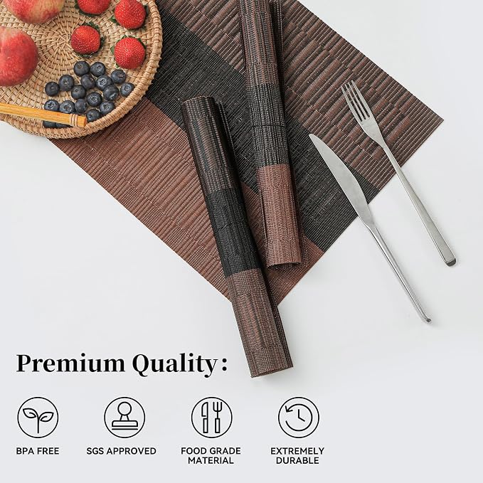 Leetaltree Brown with Black Striped Placemats Set of 12 - Image 2