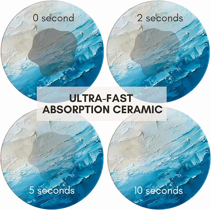 Ceramic Marble Coasters Set of 6, Absorbent Drink Coasters - Image 2