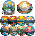 Ekuxom 8 PCS Sunset Diamond Art Coasters Kits- Landscape Diamond Painting by Ekuxom