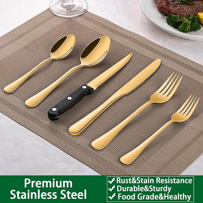 24-Piece Gold Silverware Set - Image 6