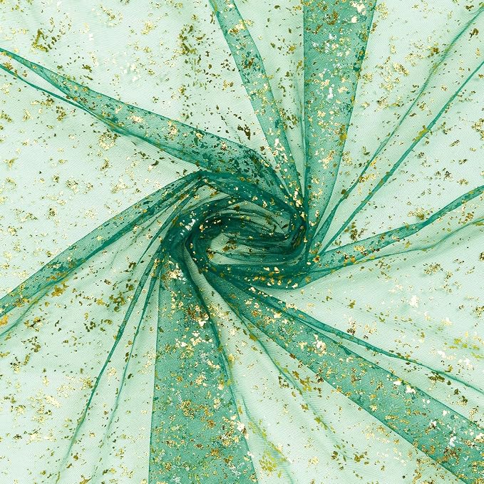 Artoid Mode 3PCS Green Gold Gauze Table Runner 120 Inch 10FT, Glitter Metallic - Image 3