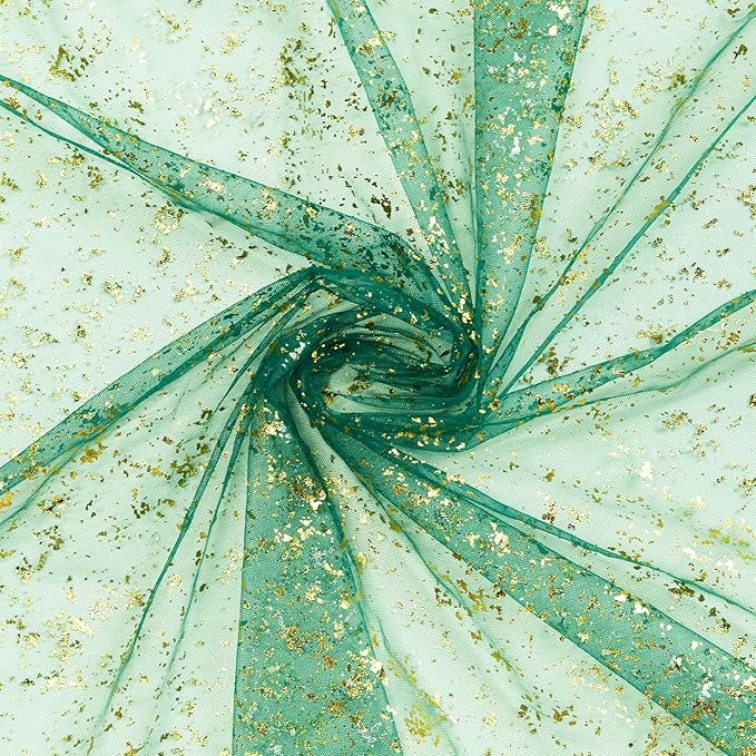 Artoid Mode 6PCS Green Gold Gauze Table Runner 120 Inch 10FT, Glitter Metallic - Image 3