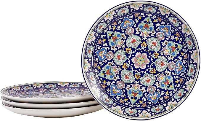 Bico Mandala Kaleidoscope Salad Plates Set of 4, 8.75 Inch Ceramic Dessert by Bico