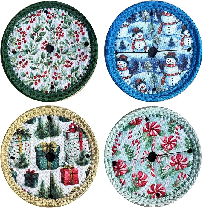 Set of 4 Themed Drink Coasters for Wine Glasses | Reusable Slip-On Stemmed by UBUN2