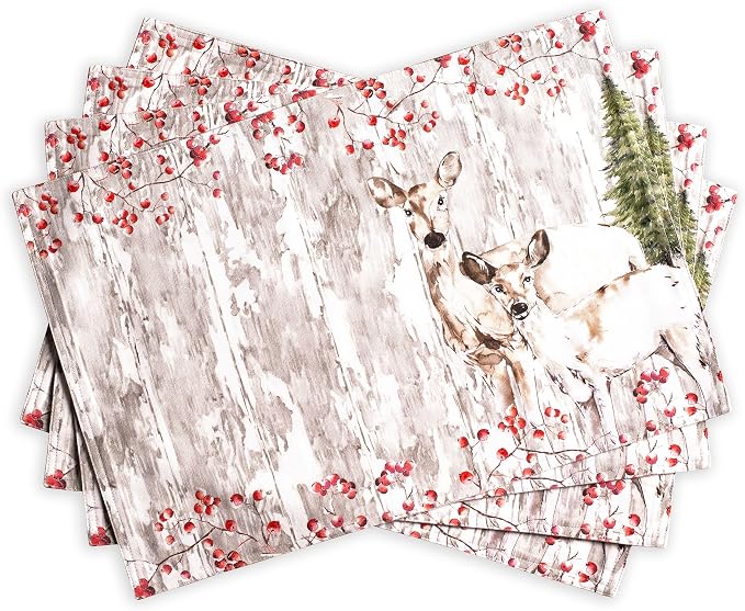 Maison d' Hermine Placemats Set of 4 Reusable 100% Cotton | Cloth Place Mats by MaisondHermine