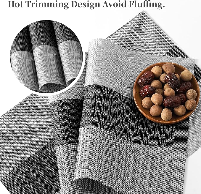 Leetaltree Grey with White Striped Placemats Set of 12 - Image 3