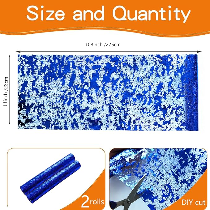 Snowkingdom 2 Pieces Royal Blue Table Runner, Sequin Glitter Foil Metallic Thin - Image 4