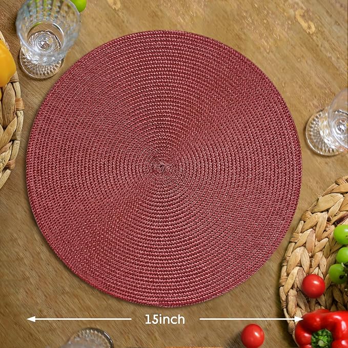 FunWheat Round Braided Placemats Set of 4 Table Mats - Image 2