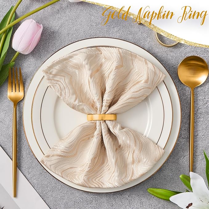 APTWOW Gold Napkin Rings Set of 6, Semicircle Metal Gold Napkin Holder Buckles - Image 3