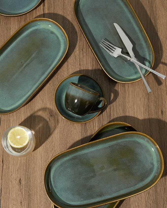 12" Deep Serving Platters, Stoneware Party Tray Set - Image 4