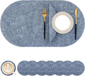 Homaxy Round Faux Leather Placemats and Coasters, Wipeable Place Mats, by Homaxy
