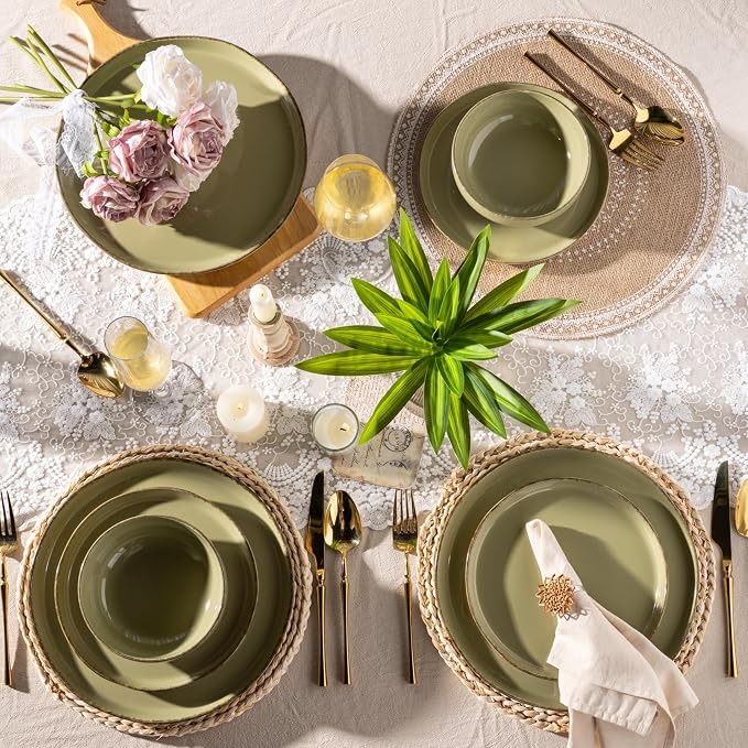 AmorArc Dinnerware Sets for 4, 12 Pieces Ceramic Plates and Bowls Set | Scratch - Image 6