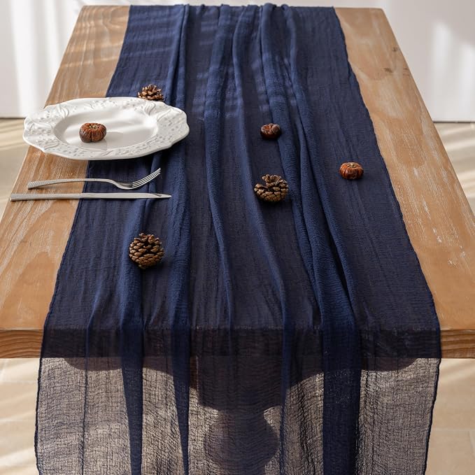 10Pcs Navy Cheesecloth Table Runner 120 Inches - Image 3