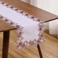 White Sheer Lace Table Runner Dark Red 54" Christmas Dresser Runners | by Raedan
