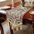Christmas Table Runner 72" Teal Brown by Jiino