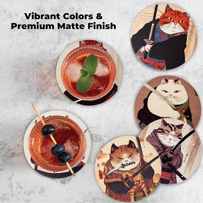 Ninja Cat Coasters Set of 6 - Image 4