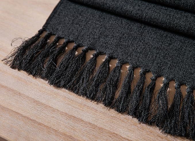 Black Table Runners 36 Inches Long, Burlap Linen Style Rustic Farmhouse Table - Image 6