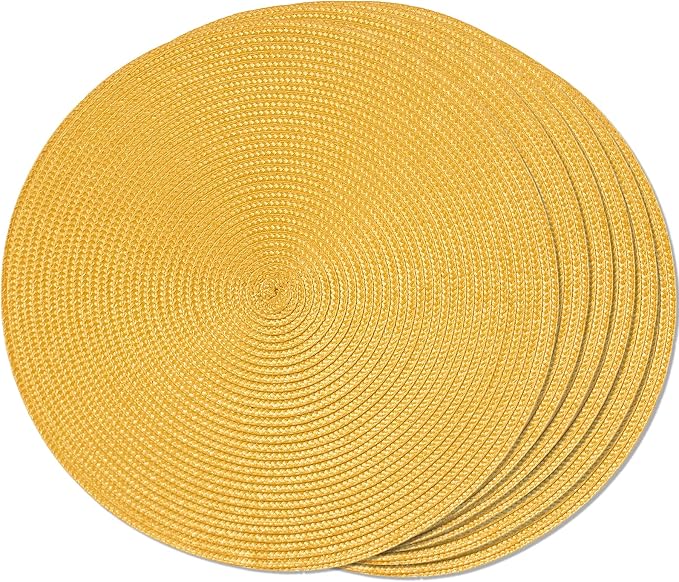 FunWheat Round Braided Placemats Set of 6 Table Mats by FunWheat