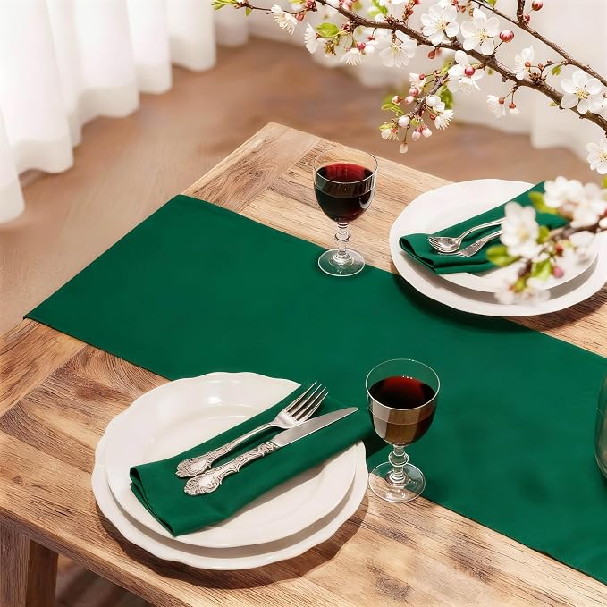 FOLINS&HOME Green Waterproof Decorative Table Runner 108 Inches Long | 210GSM - Image 2