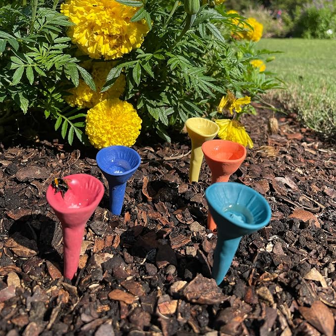5 Pack, Bee Watering Station, Handmade Porcelain, Bee and Butterfly Feeder - Image 6