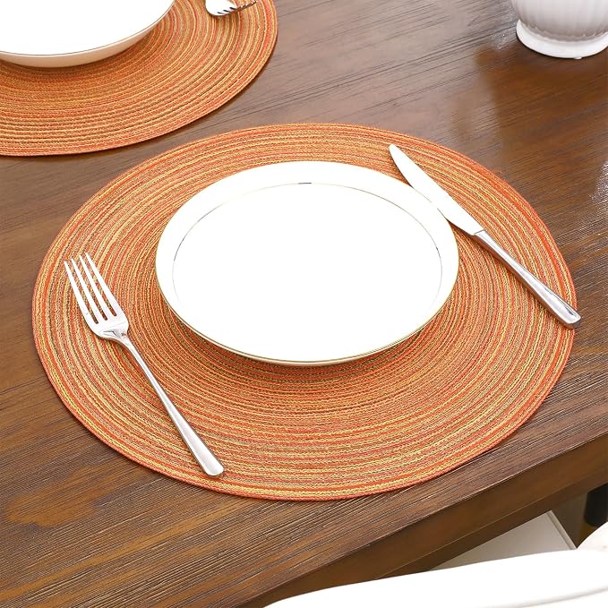 SHACOS Round Placemats Set of 4 Woven Braided Place Mats Table Placemats 15 - Image 7