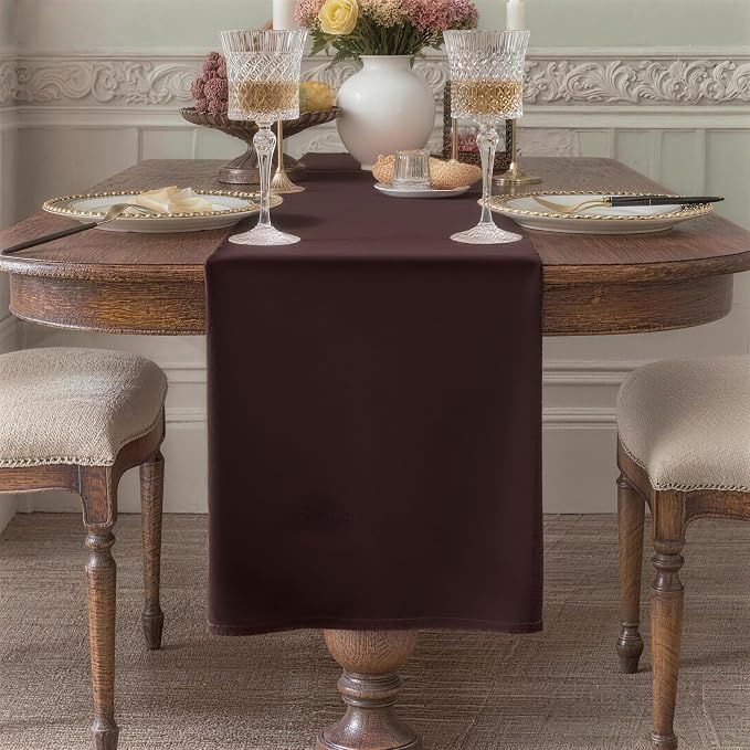 Brown Table Runner, Waterproof Washable Runners 72 Inches Long | Reusable 12x72 by KAIPHO