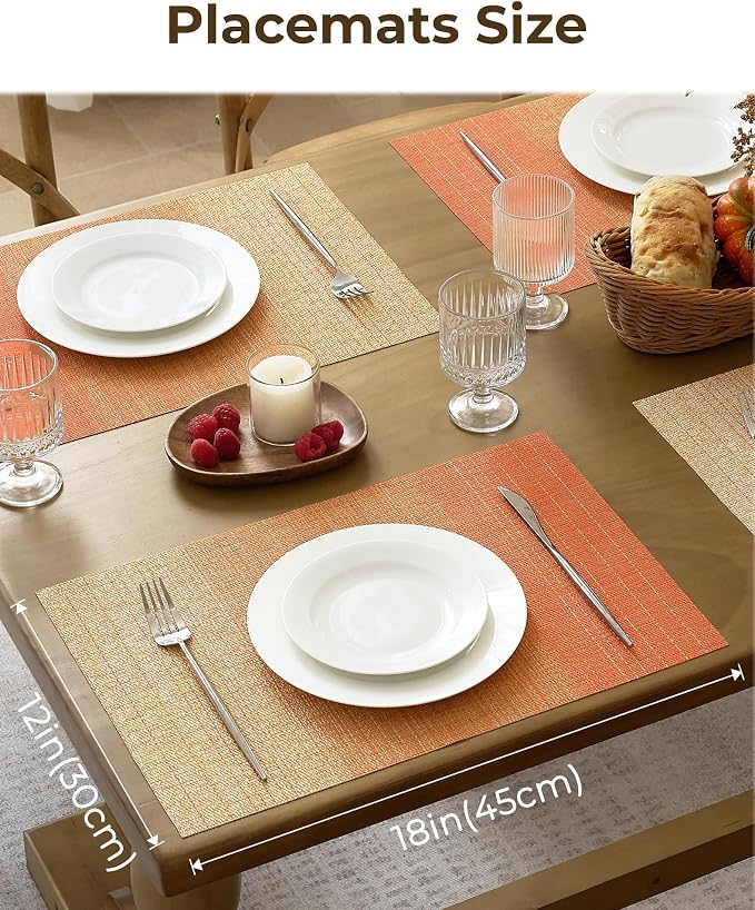 Leetaltree Gradient Burnt Orange Woven Placemats Set of 6 - Image 6