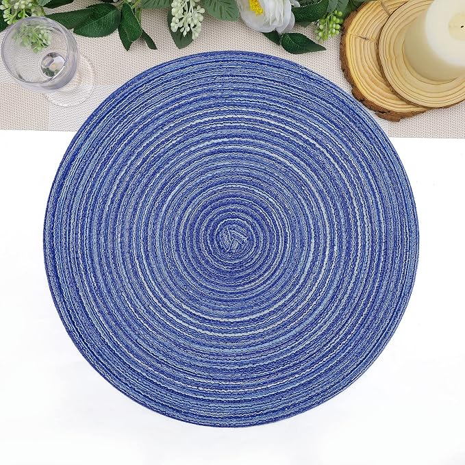 SHACOS Round Braided Placemats 15 inch Set of 4 Washable Cotton Polyester - Image 7