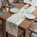 jinchan Blue Floral Linen Table Runner 13 x 72 Inch Rustic | Blooming floral by JINCHAN