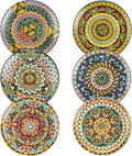Henten Home Dinner Plates Set of 6, 10.5 Inch Porcelain Plate, Colorful by HentenHome