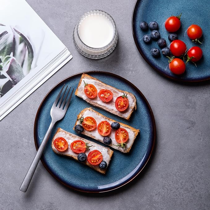 LERATIO Ceramic Plate Set of 6, 8.5 Inch Reactive Glaze Salad Plates | Modern - Image 4