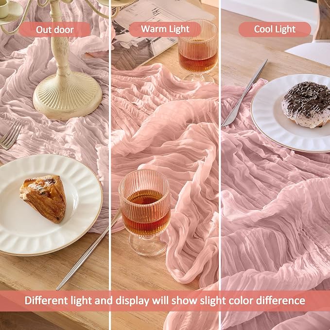 6 Pack Dusty Pink Cheesecloth Table Runners Boho Gauze Home Decor | 120Inch - Image 7