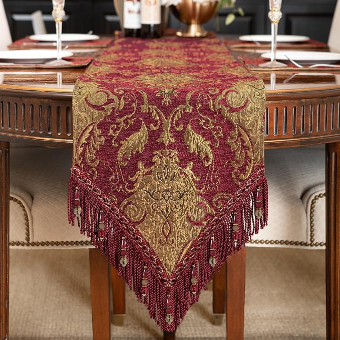 Loom and Mill Luxury Vintage Chenille Table Runner 108 Inches Long, 13x108 inch by LoomandMill