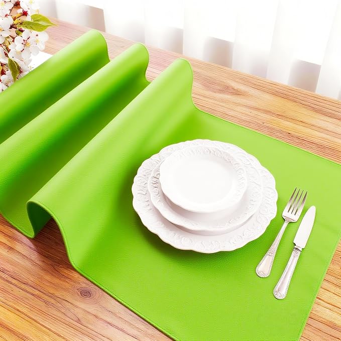 FOLINS&HOME Lime Green Waterproof Decorative Table Runner 36 Inches Long | - Image 3