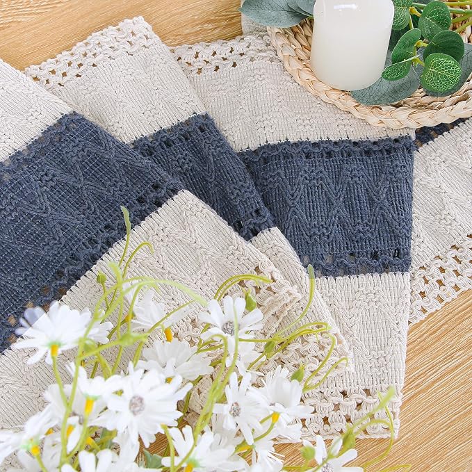 Boho Table Runner for Home Decor 12x72 Blue Fall Rustic Decorations | 72 Inches - Image 3