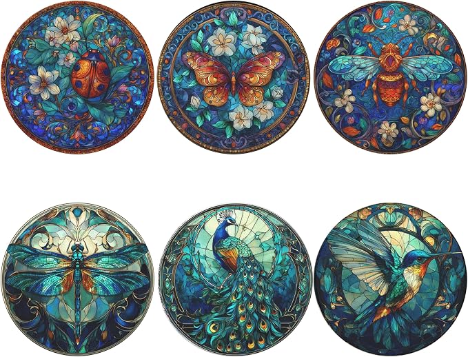 Insect Coasters Leather Round Drink Coasters 6 Pcs Set - Image 2