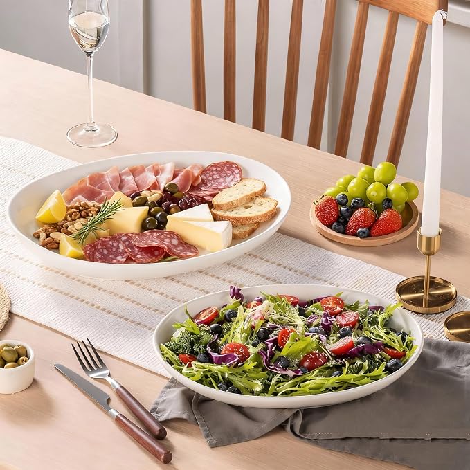 Oval Serving Platters Set of 2, Large Wide Ceramic Serving Dishes - Image 9