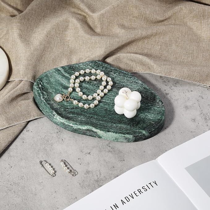 Green Marble Cloud Shape Vanity Tray, Serving Stone Key Tray - Image 7
