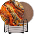 Petrified Wood Agate Round Coasters Set of 6 by Unknown